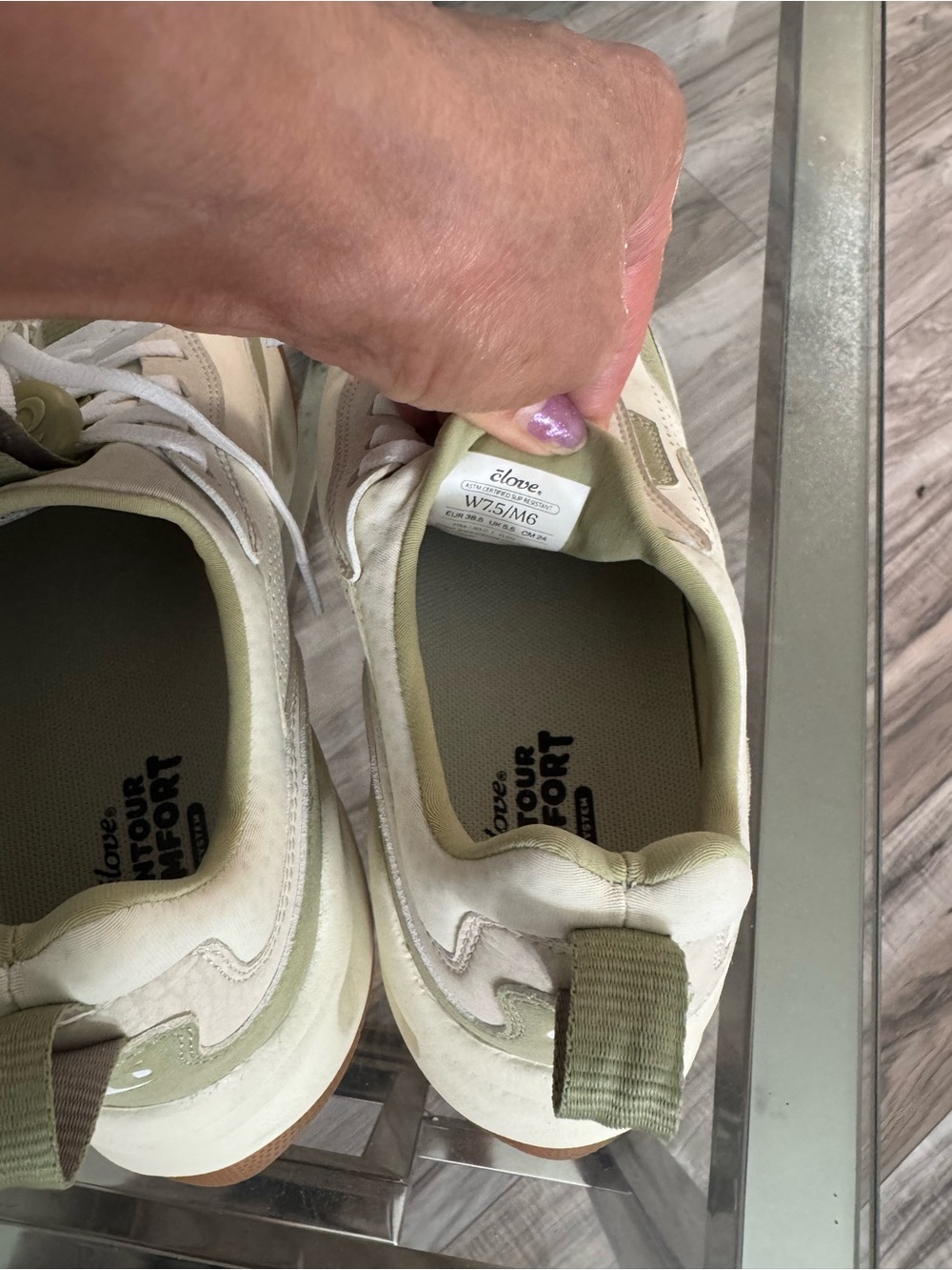 Clove Women’s Cream and Olive Green Lace-Up Comfort Sneakers